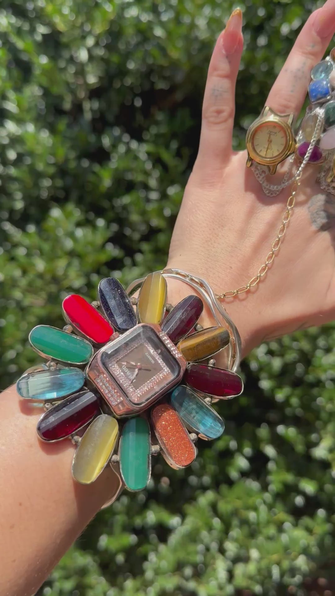 Load video: Bedazzled Rainbow Watch Cuff