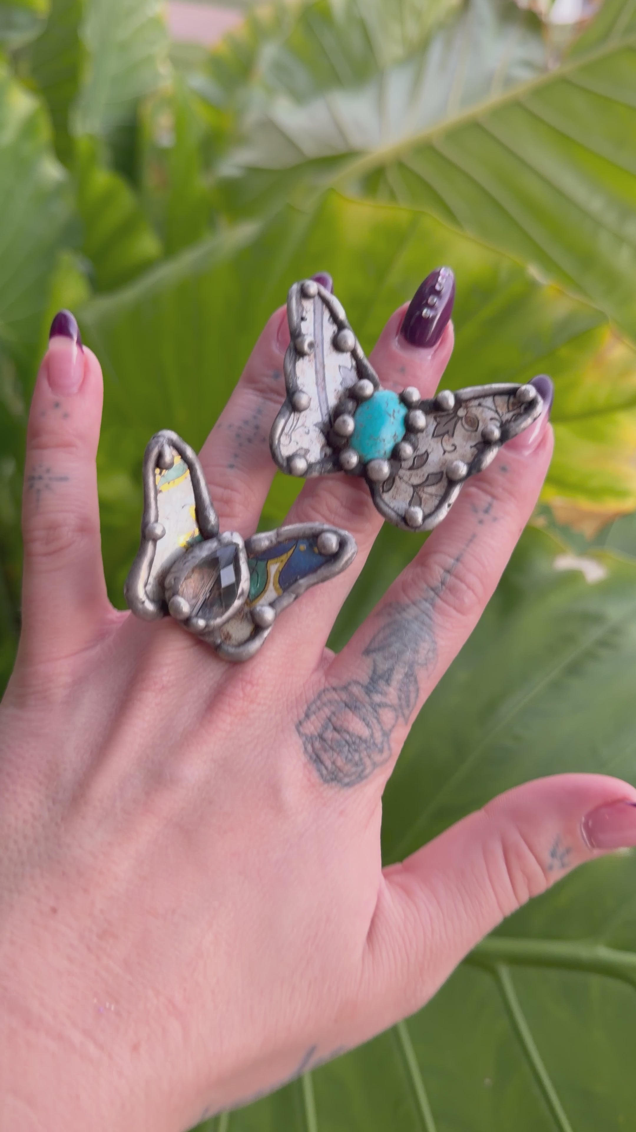 Butterfly Recycled Tin Ring w/ Gemstone