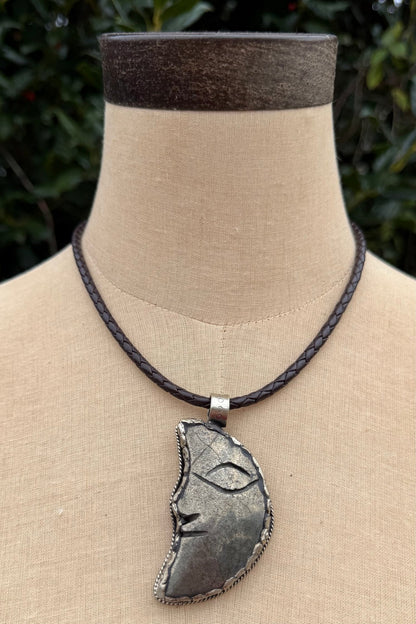 Pyrite Moon Face Choker Necklace - ivyandlavyboutique ivyandlavyboutique