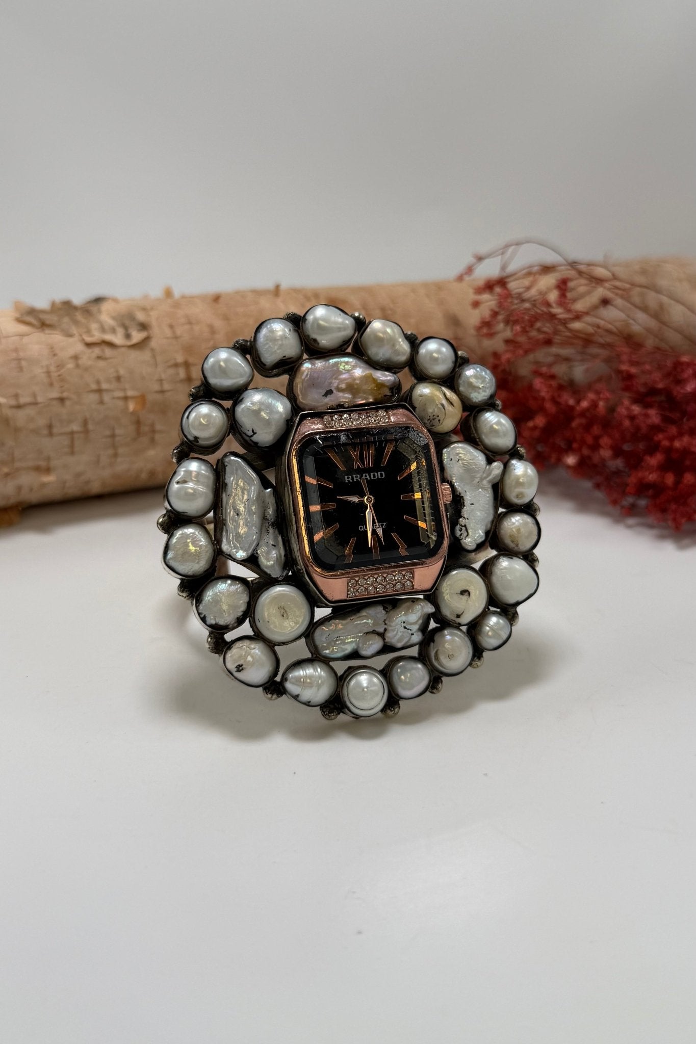 QUARTZ Watch Cuff/Pearls - ivyandlavyboutique ivyandlavyboutique