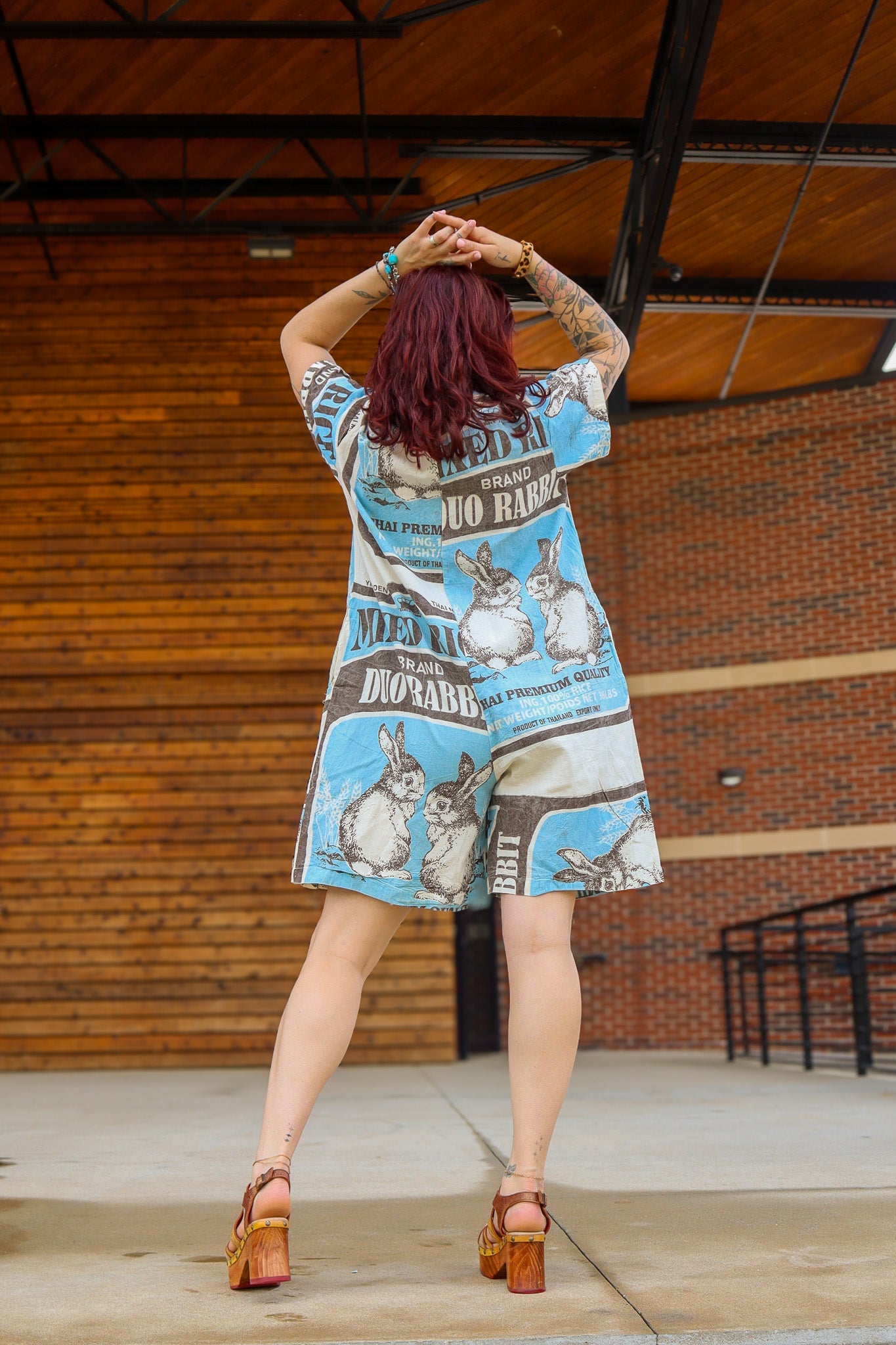 Rabbit Mischief Cotton Shirt Romper Flour Sack - ivyandlavyboutique Kathmandu Imports