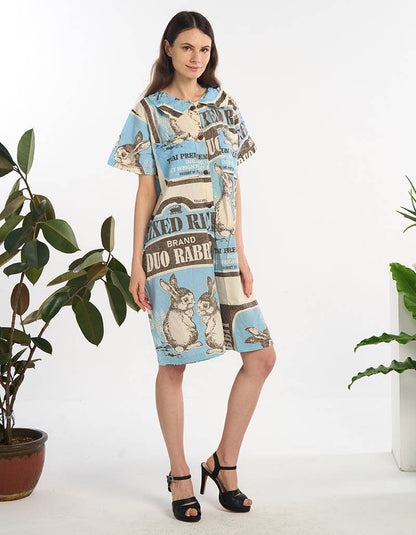 Rabbit Mischief Cotton Shirt Romper Flour Sack - ivyandlavyboutique Kathmandu Imports