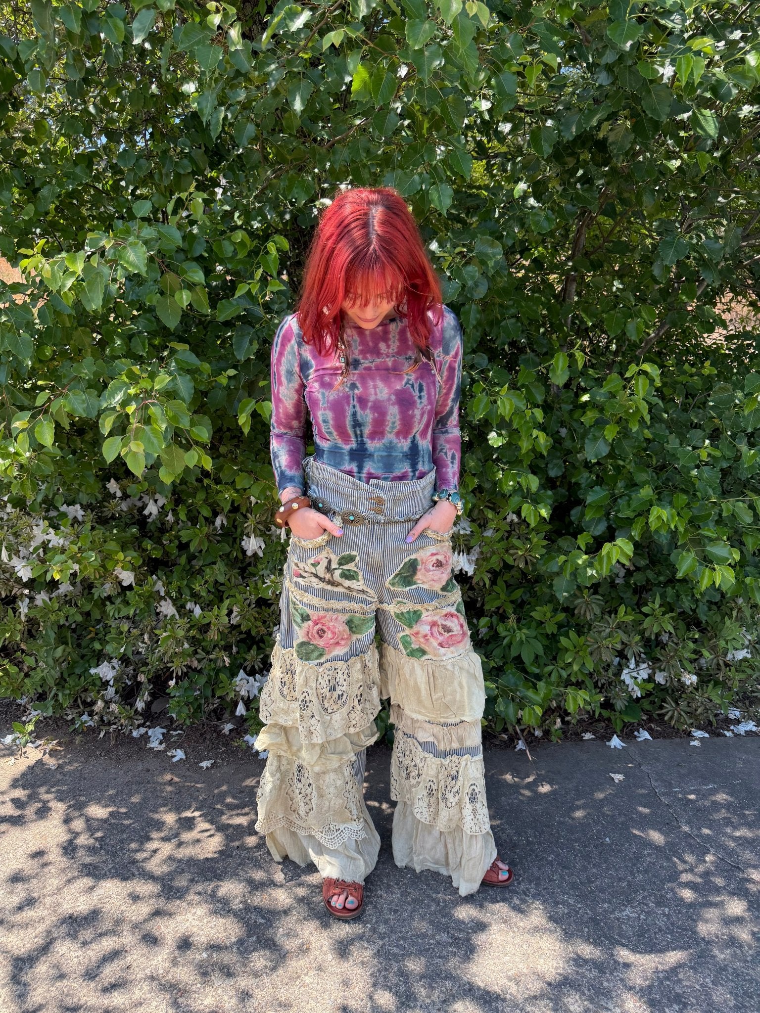 Rare Bird Stripe Crochet Ruffle Pant - ivyandlavyboutique A Rare Bird Shop