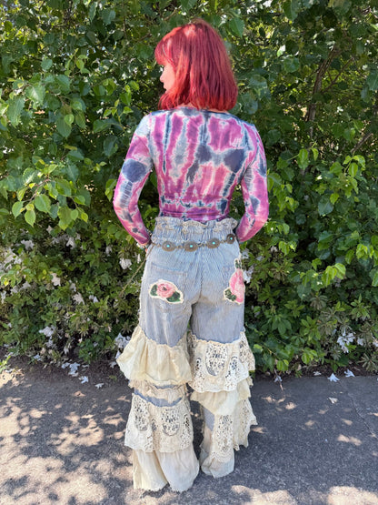 Rare Bird Stripe Crochet Ruffle Pant - ivyandlavyboutique A Rare Bird Shop