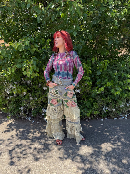 Rare Bird Stripe Crochet Ruffle Pant - ivyandlavyboutique A Rare Bird Shop
