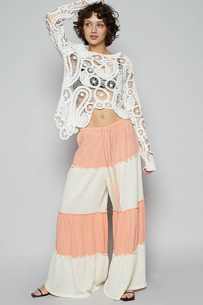 Raw edge double gauze solid wide pants - ivyandlavyboutique Pol Clothing