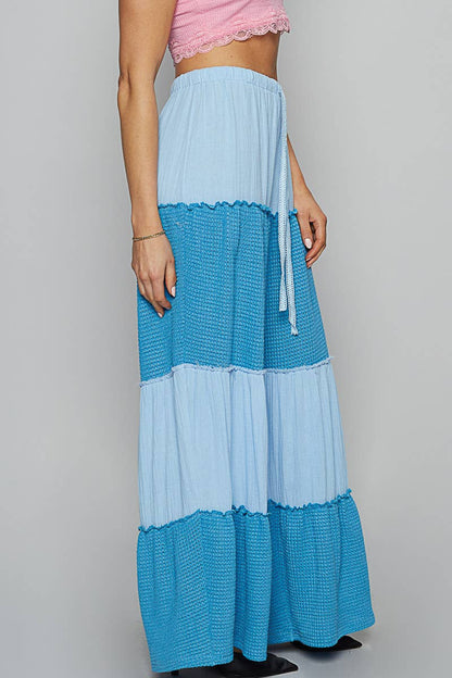 Raw edge double gauze solid wide pants - ivyandlavyboutique Pol Clothing