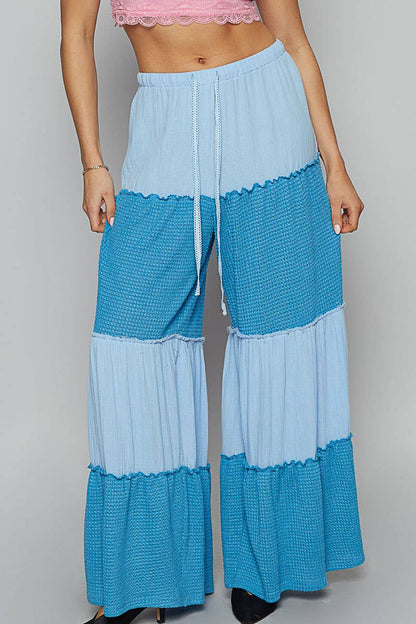 Raw edge double gauze solid wide pants - ivyandlavyboutique Pol Clothing