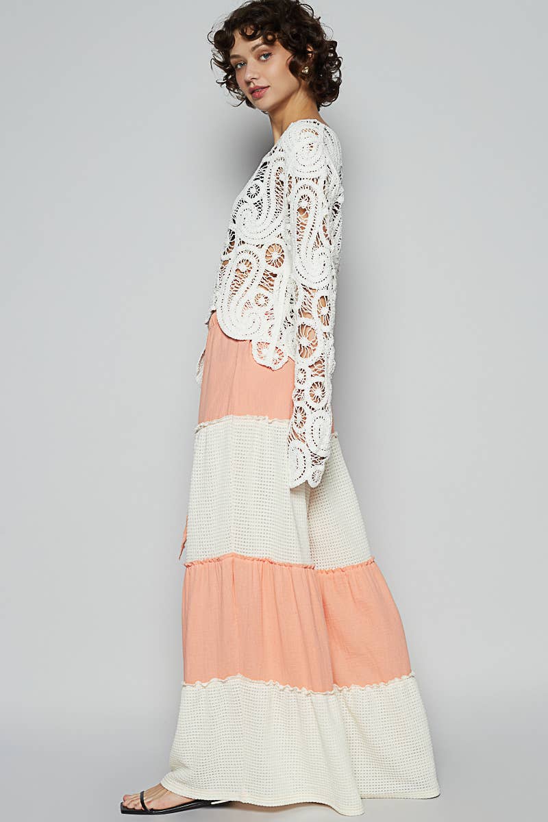 Raw edge double gauze solid wide pants - ivyandlavyboutique Pol Clothing