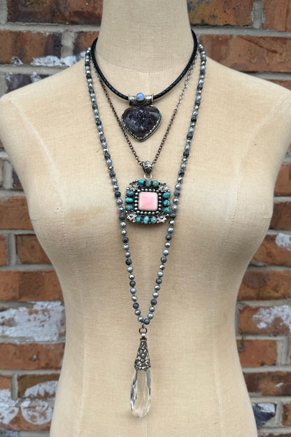 Raw Stone Heart Choker on Leather - ivyandlavyboutique ivyandlavyboutique