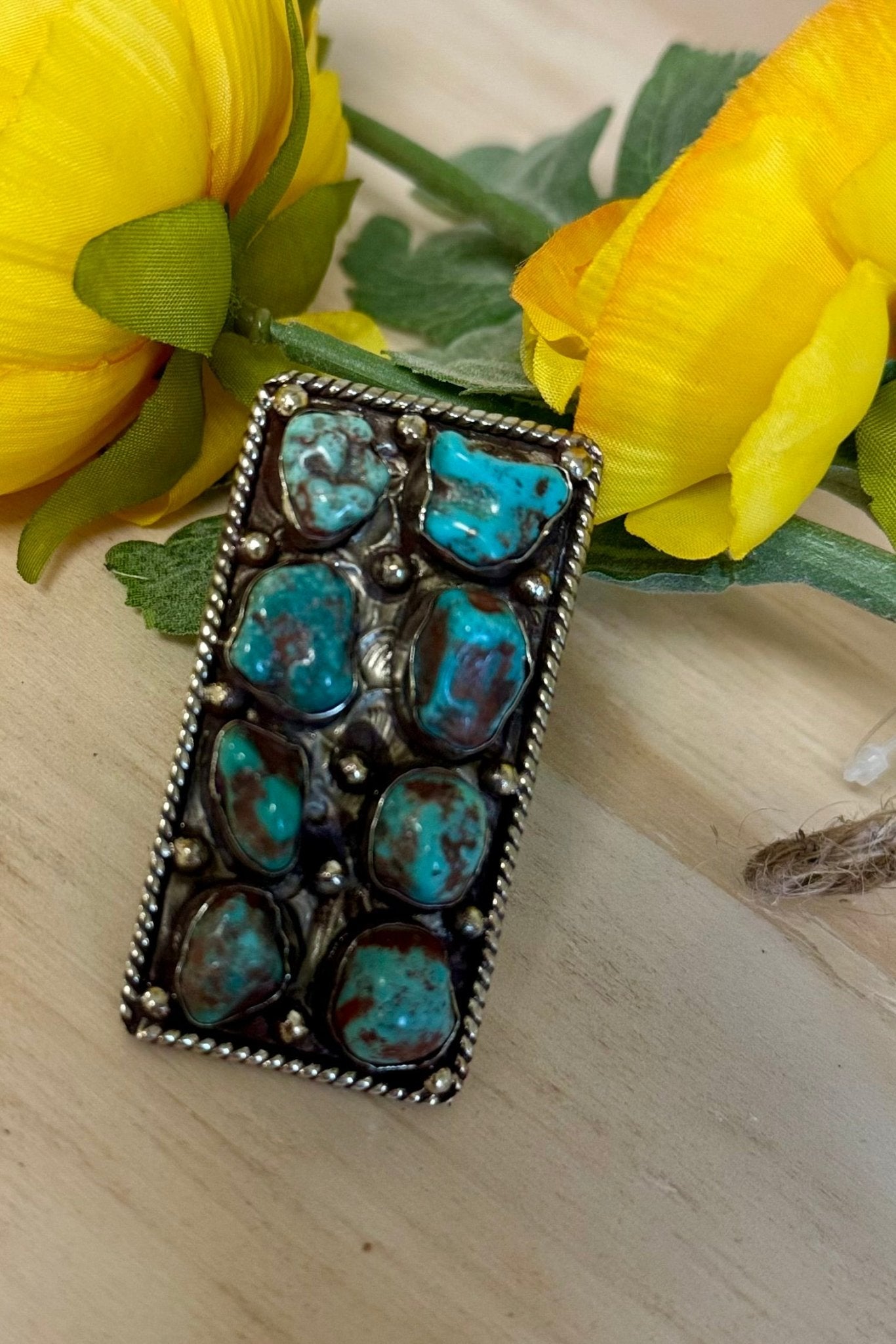 Rectangle Turquoise Nugget Ring - ivyandlavyboutique ivyandlavyboutique