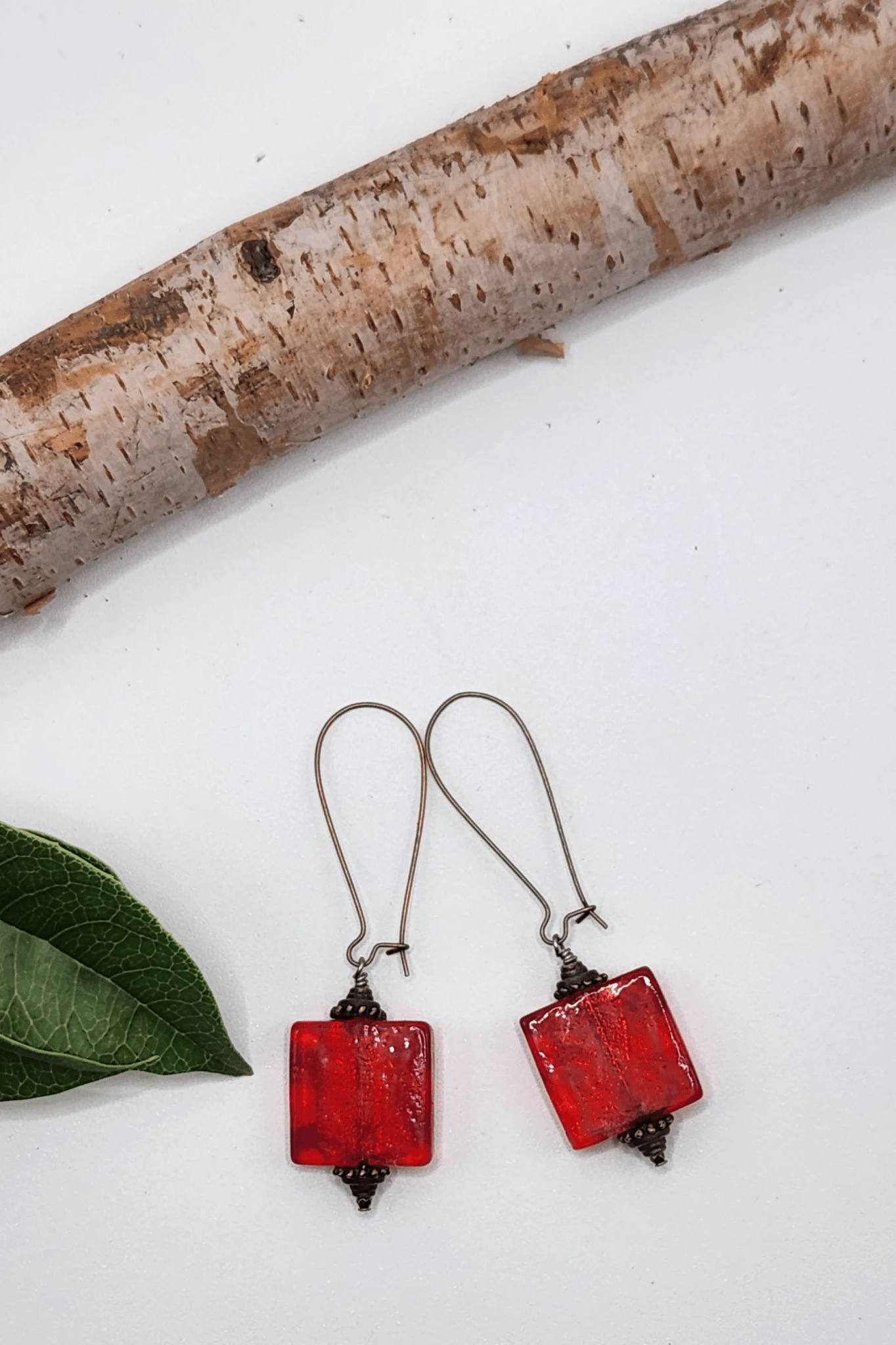 Red Brass & Glass Earrings - ivyandlavyboutique Spirit Lala