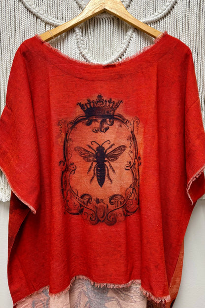 Red Buzzing Around Bee Hi Lo - ivyandlavyboutique I LOVE LINEN