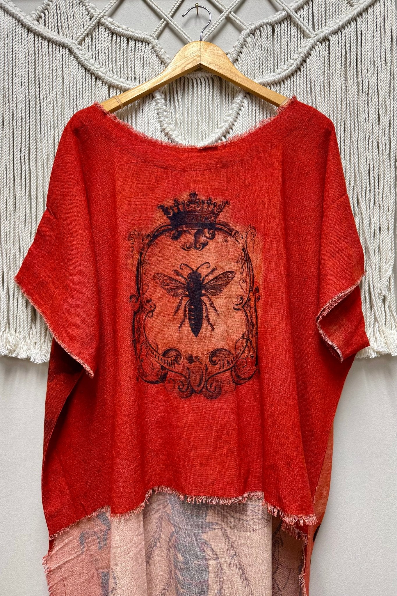 Red Buzzing Around Bee Hi Lo - ivyandlavyboutique I LOVE LINEN