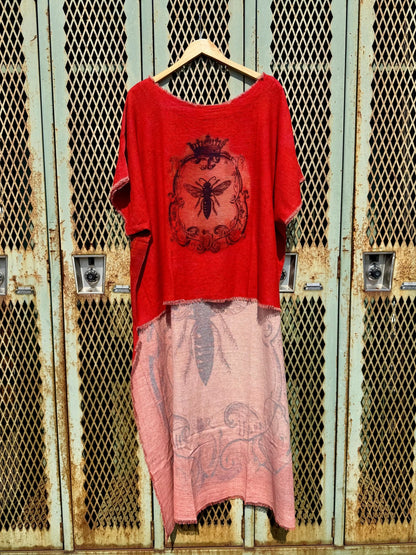 Red Buzzing Around Bee Hi Lo - ivyandlavyboutique I LOVE LINEN