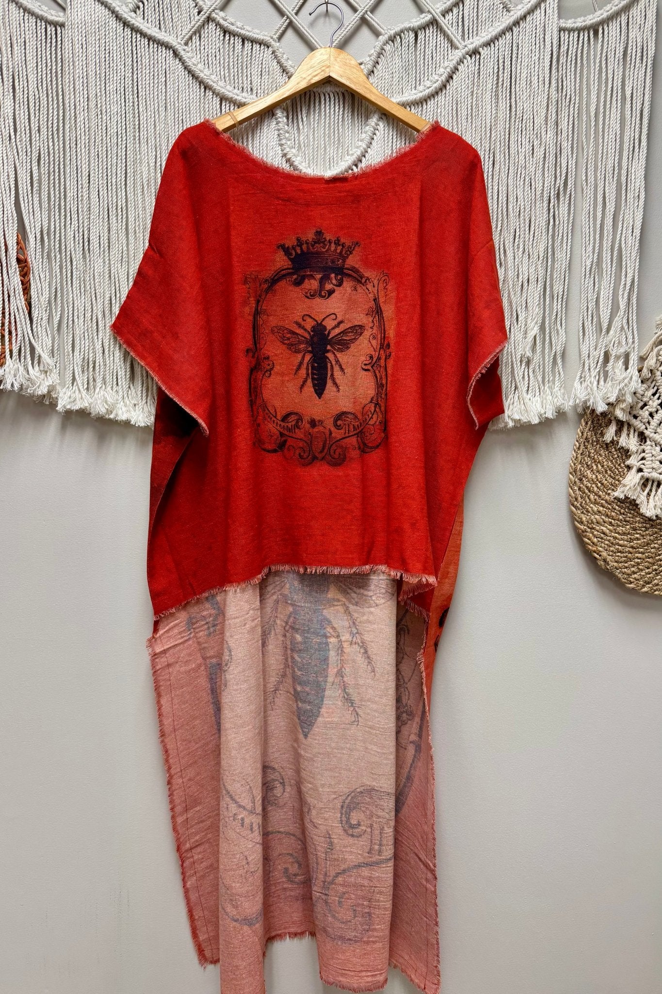 Red Buzzing Around Bee Hi Lo - ivyandlavyboutique I LOVE LINEN