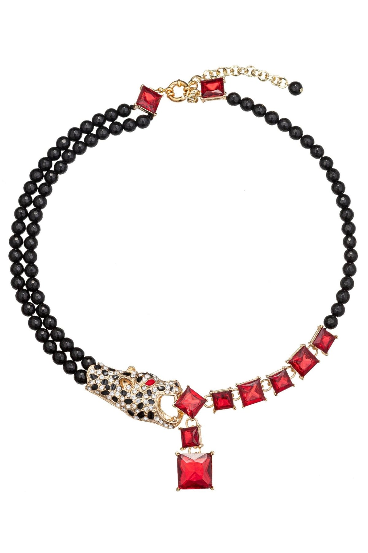 Red Leopard Brooch Statement Necklace - Boho Wanderlust Boutique Eye Candy Los Angeles