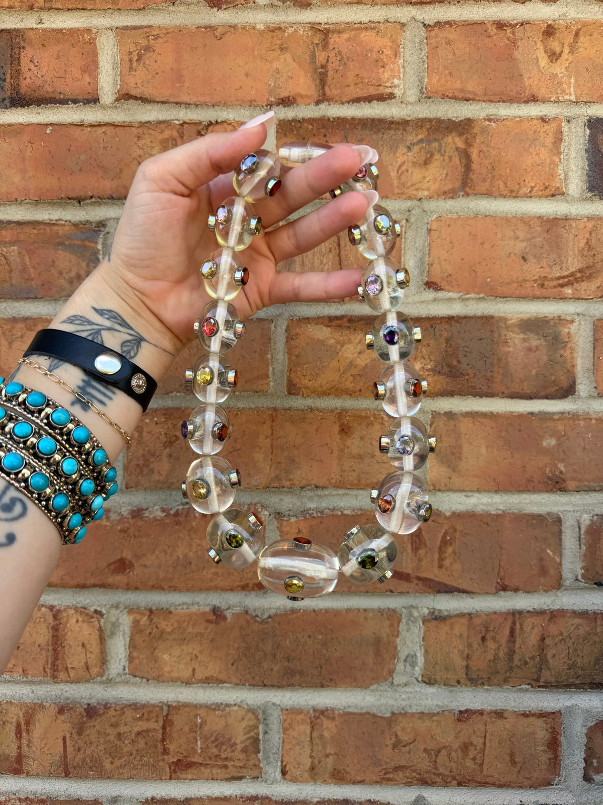 Resin Gem Beaded Ball Necklace in Clear - Style 1 - ivyandlavyboutique ivyandlavyboutique