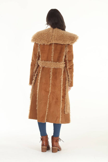 Reversible Faux & Suede Shearling Coat in nCamel - ivyandlavyboutique Paparazzi
