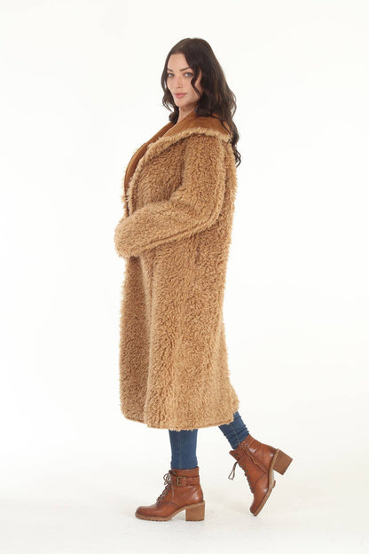 Reversible Faux & Suede Shearling Coat in nCamel - ivyandlavyboutique Paparazzi