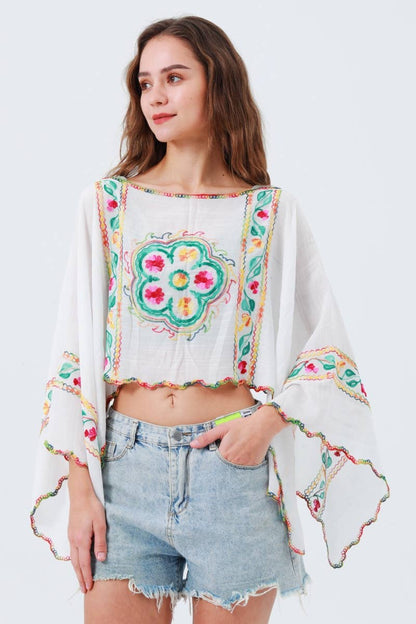 Reversible Floral Cropped Kimono Top - ivyandlavyboutique Leto Accessories