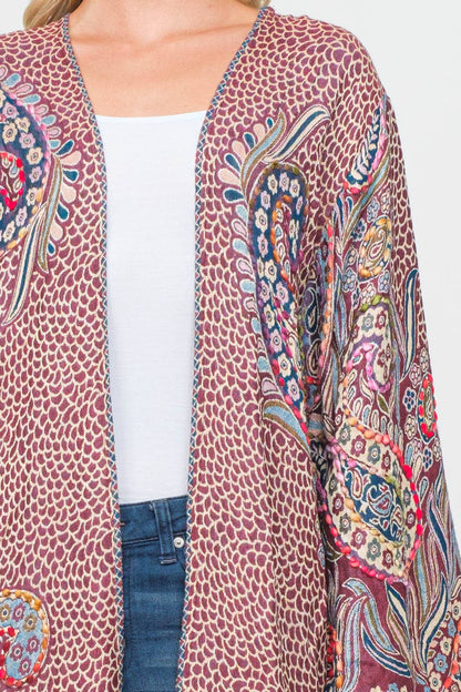 Rhea Plum Thick Stitch Duster - ivyandlavyboutique Raj Trading & Imports (USA) Inc.