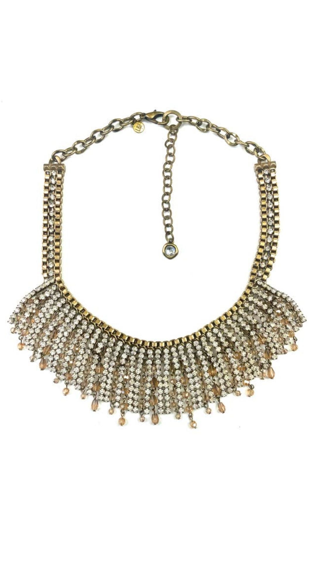 Rhinestone Bib Fringe Necklace - ivyandlavyboutique Lost & Found Trading