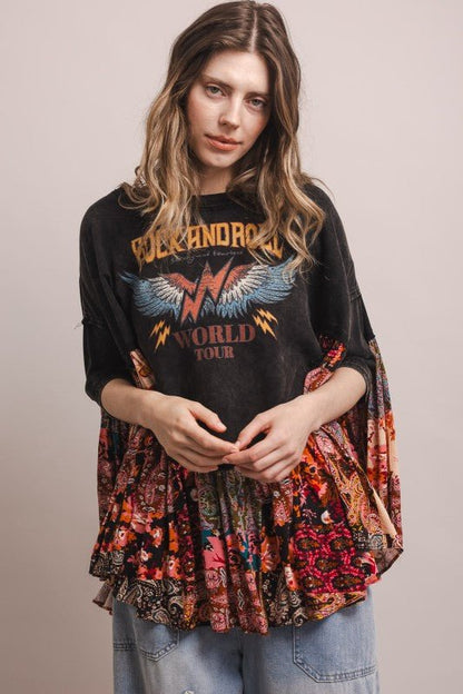 Rock And Roll Oversized Ruffled Poncho Top - ivyandlavyboutique Blue Velvet