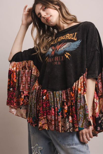 Rock And Roll Oversized Ruffled Poncho Top - ivyandlavyboutique Blue Velvet