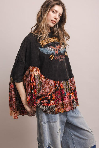 Rock And Roll Oversized Ruffled Poncho Top - ivyandlavyboutique Blue Velvet
