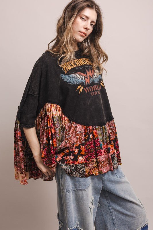 Rock And Roll Oversized Ruffled Poncho Top - ivyandlavyboutique Blue Velvet