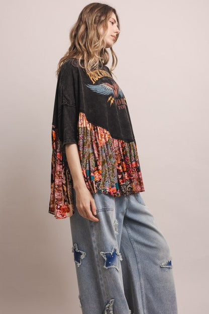 Rock And Roll Oversized Ruffled Poncho Top - ivyandlavyboutique Blue Velvet