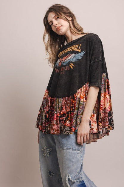 Rock And Roll Oversized Ruffled Poncho Top - ivyandlavyboutique Blue Velvet