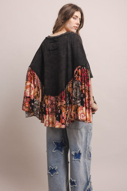 Rock And Roll Oversized Ruffled Poncho Top - ivyandlavyboutique Blue Velvet