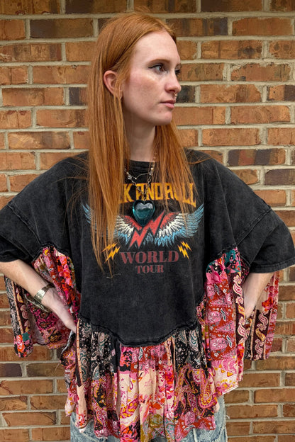 Rock And Roll Oversized Ruffled Poncho Top - ivyandlavyboutique Blue Velvet