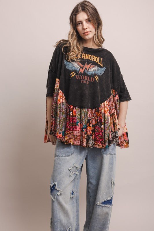 Rock And Roll Oversized Ruffled Poncho Top - ivyandlavyboutique Blue Velvet