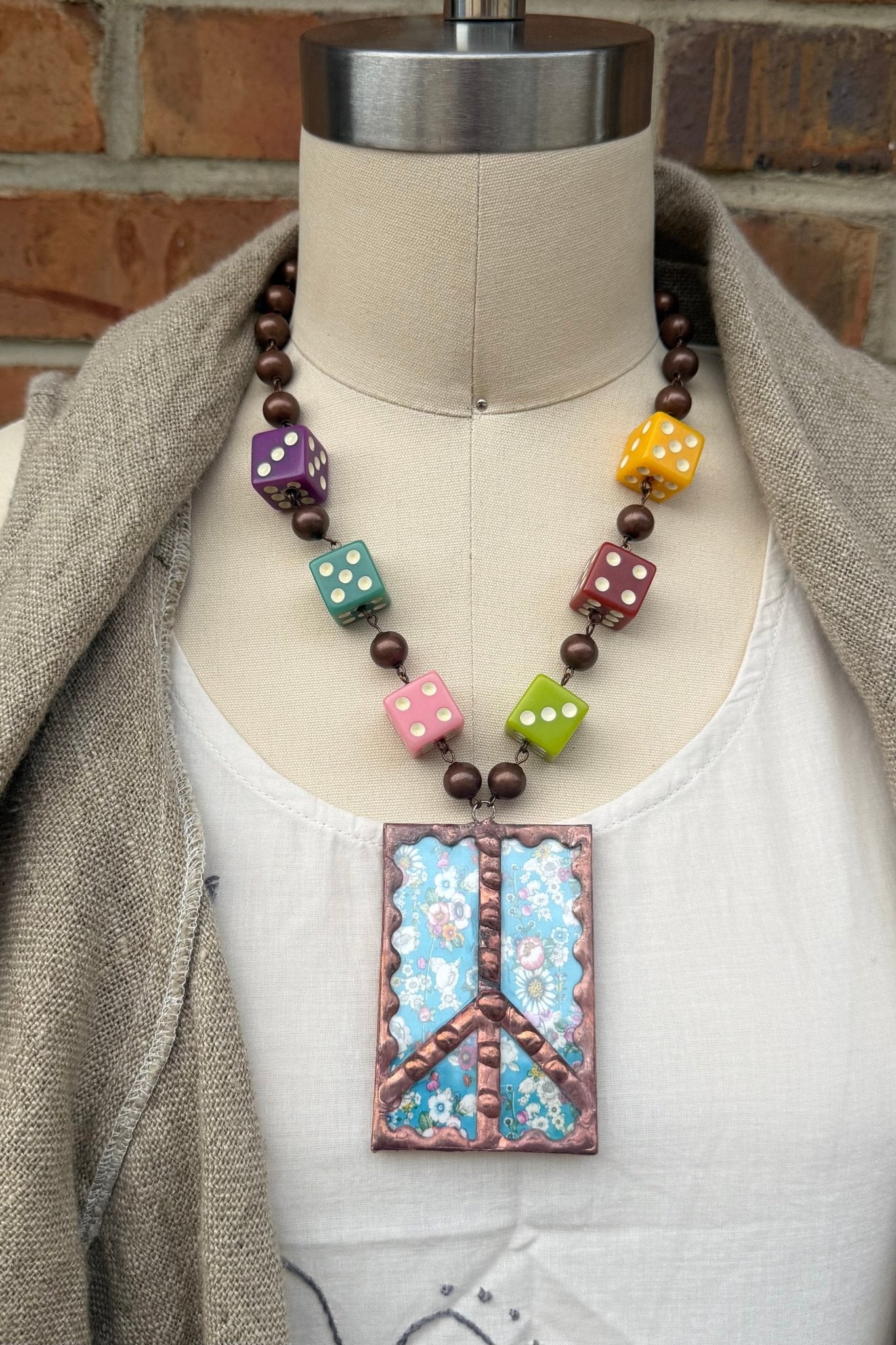 Rolling The Dice On Peace Necklace - ivyandlavyboutique Gypsy South