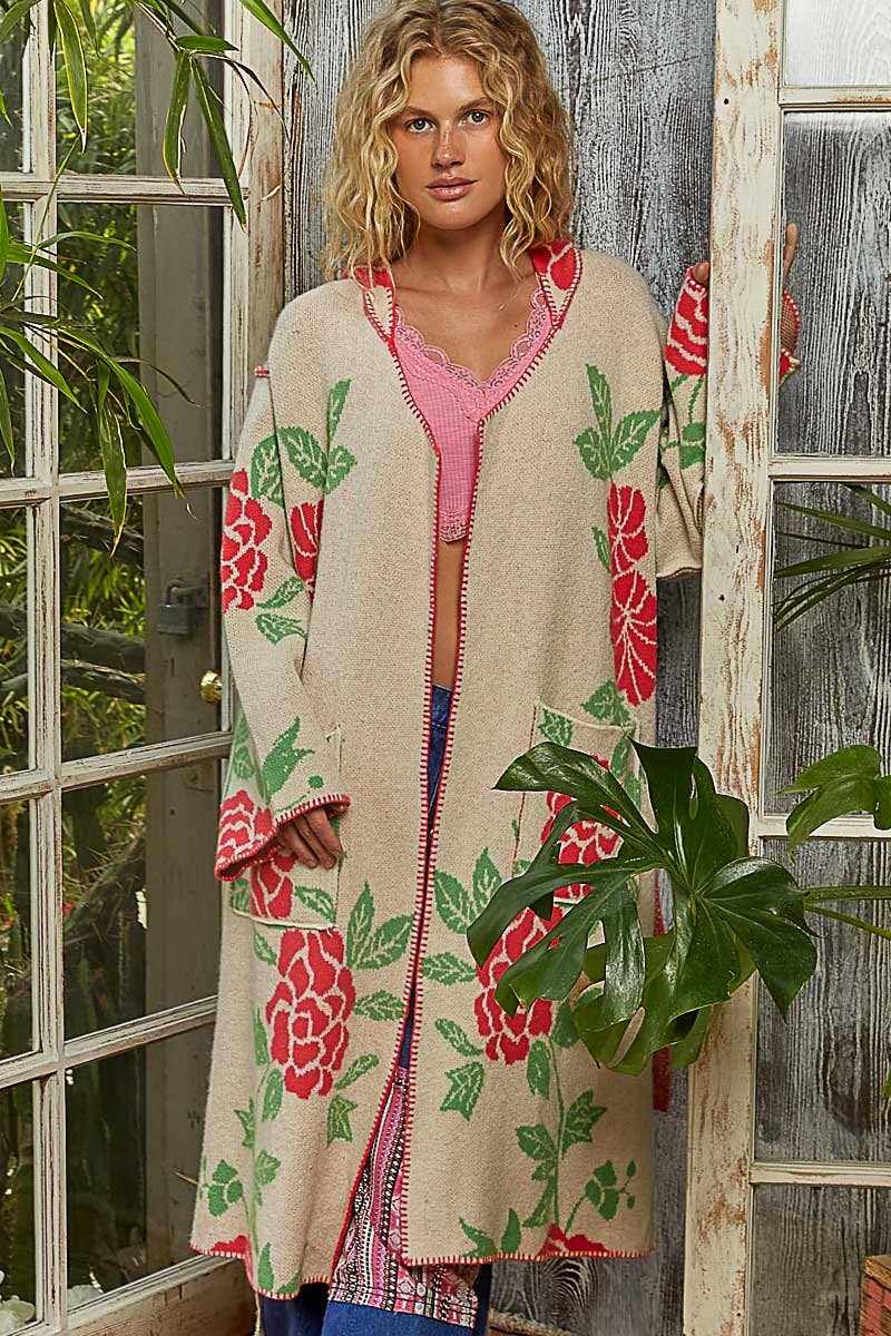 Rose Garden Maxi Cardigan Kimono - ivyandlavyboutique Pol Clothing