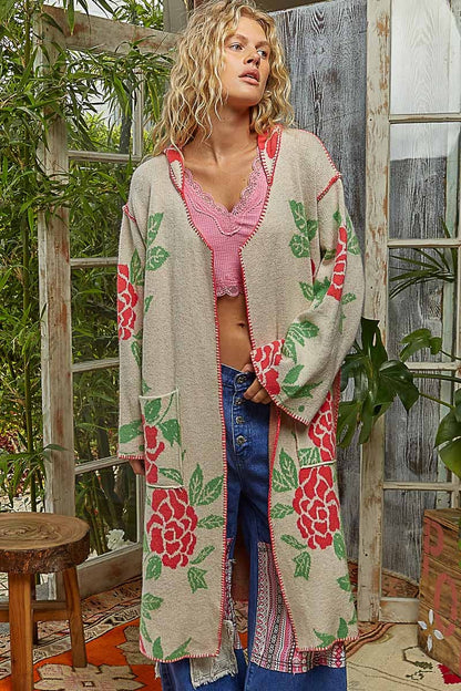 Rose Garden Maxi Cardigan Kimono - ivyandlavyboutique Pol Clothing