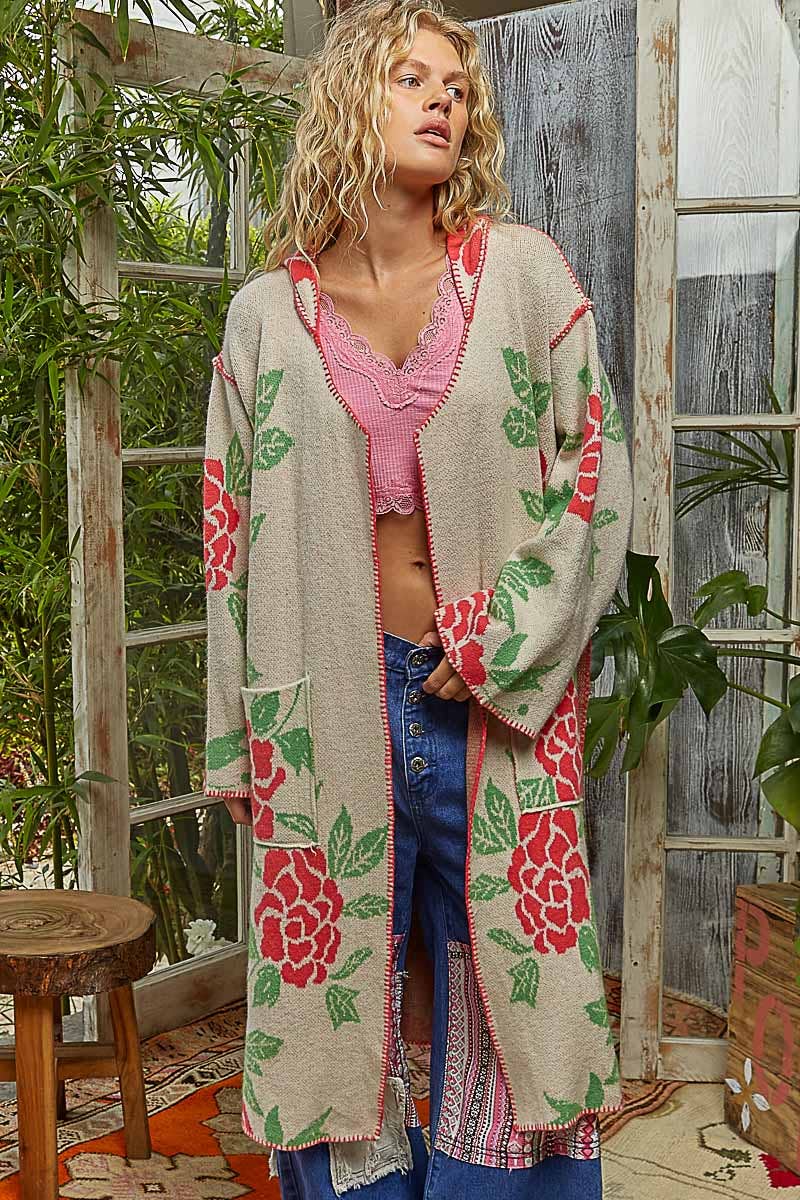 Rose Garden Maxi Cardigan Kimono - ivyandlavyboutique Pol Clothing