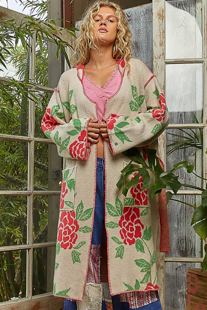 Rose Garden Maxi Cardigan Kimono - ivyandlavyboutique Pol Clothing