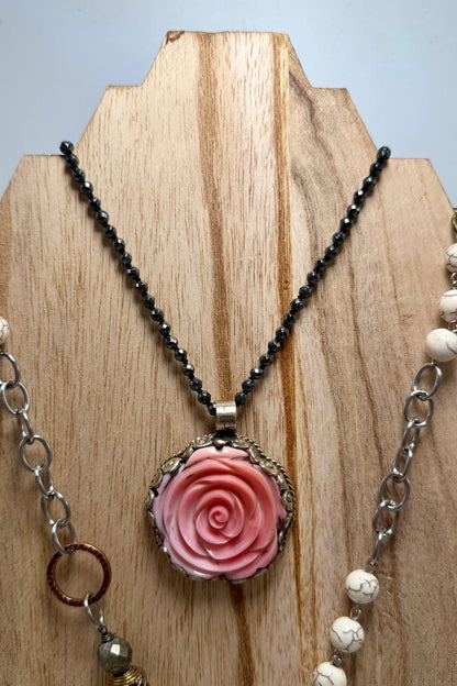 Rose in Pink Shortie Necklace - ivyandlavyboutique ivyandlavyboutique