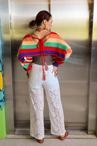 Rose Sheer Lace Comfy Wide - Leg Pants: - ivyandlavyboutique Fashion Week