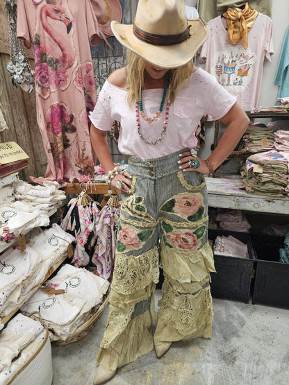 Rose Ticking Frolicking Pant - ivyandlavyboutique A Rare Bird Shop