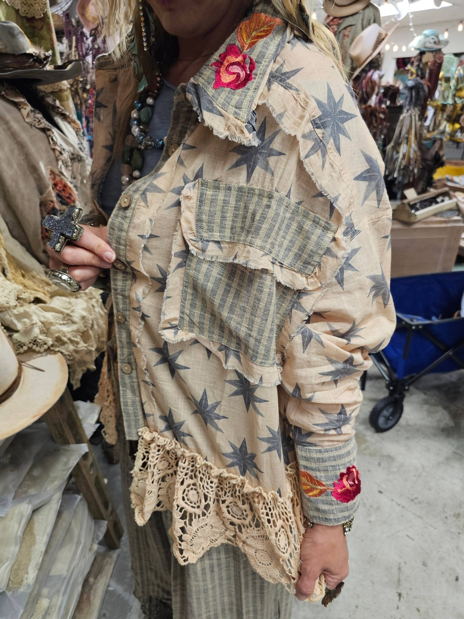 Roses Are Red Shirt/Jacket - ivyandlavyboutique A Rare Bird Shop