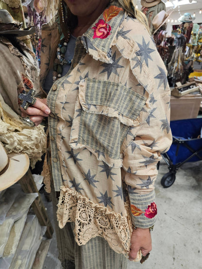 Roses Are Red Shirt/Jacket - ivyandlavyboutique A Rare Bird Shop