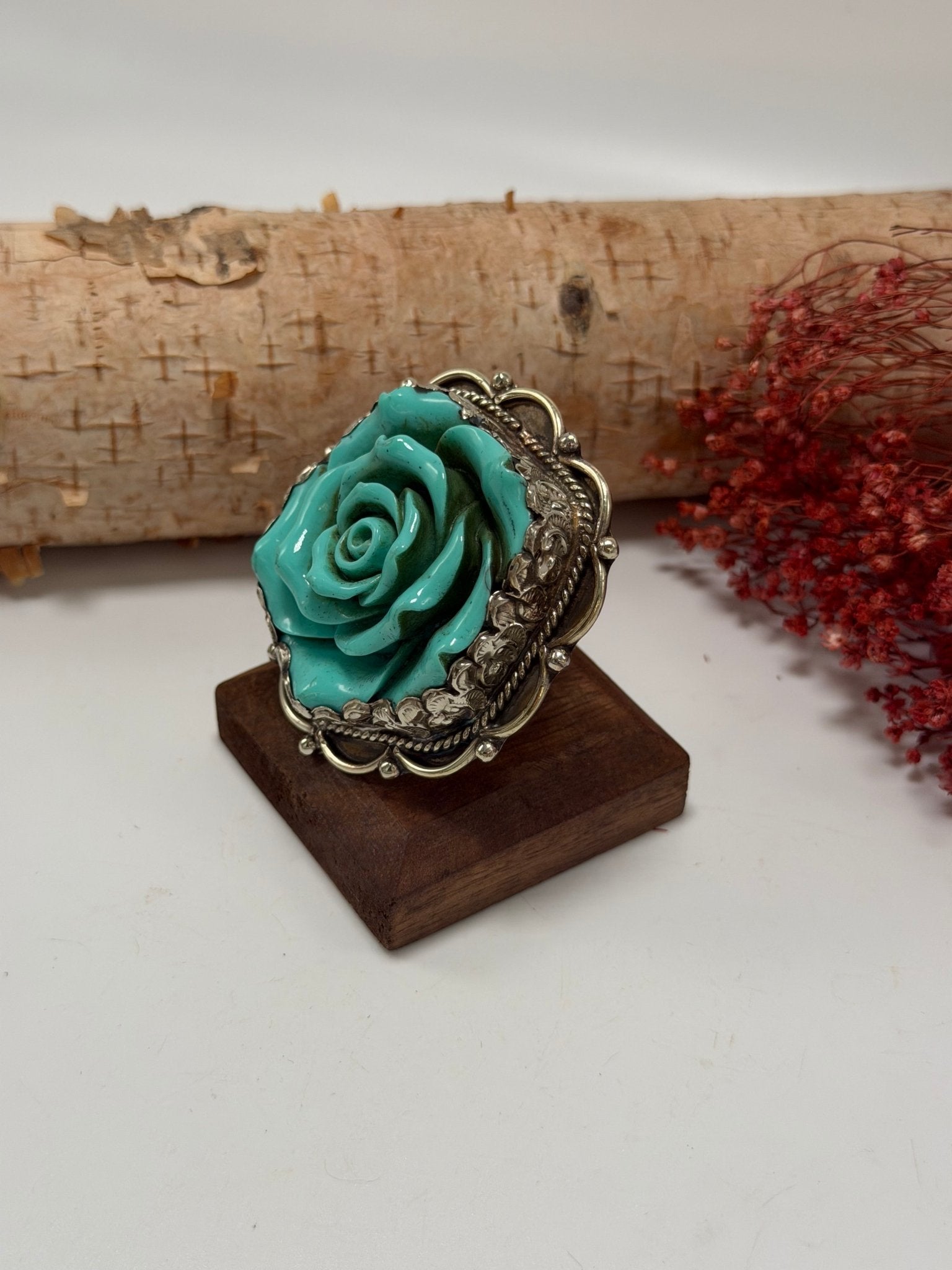Roses for you Ring in Seafoam Blue - ivyandlavyboutique ivyandlavyboutique