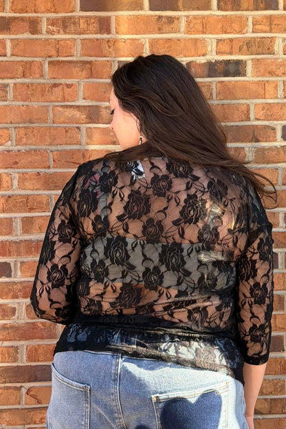 Roses w/Heart & Angel Wing Appliqué in Black - ivyandlavyboutique LeParisPetit by I Love Linen