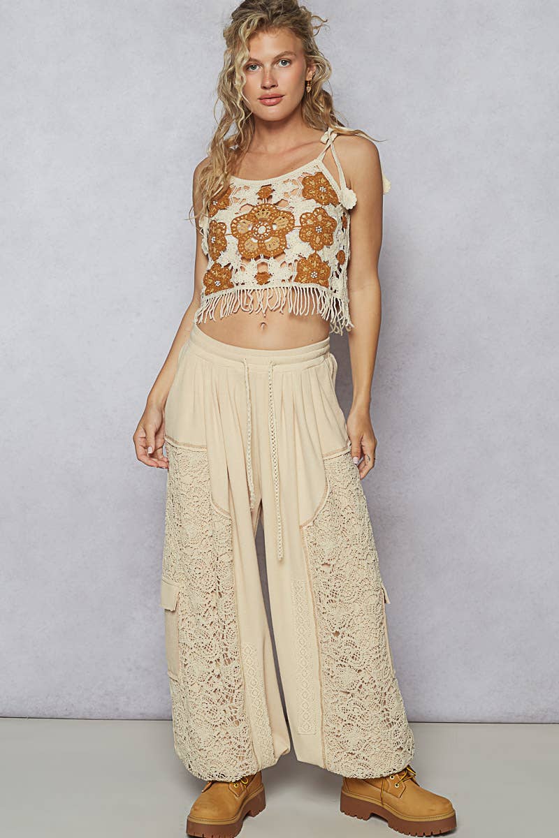 Round neck sleeveless crochet weave knit top - ivyandlavyboutique Pol Clothing