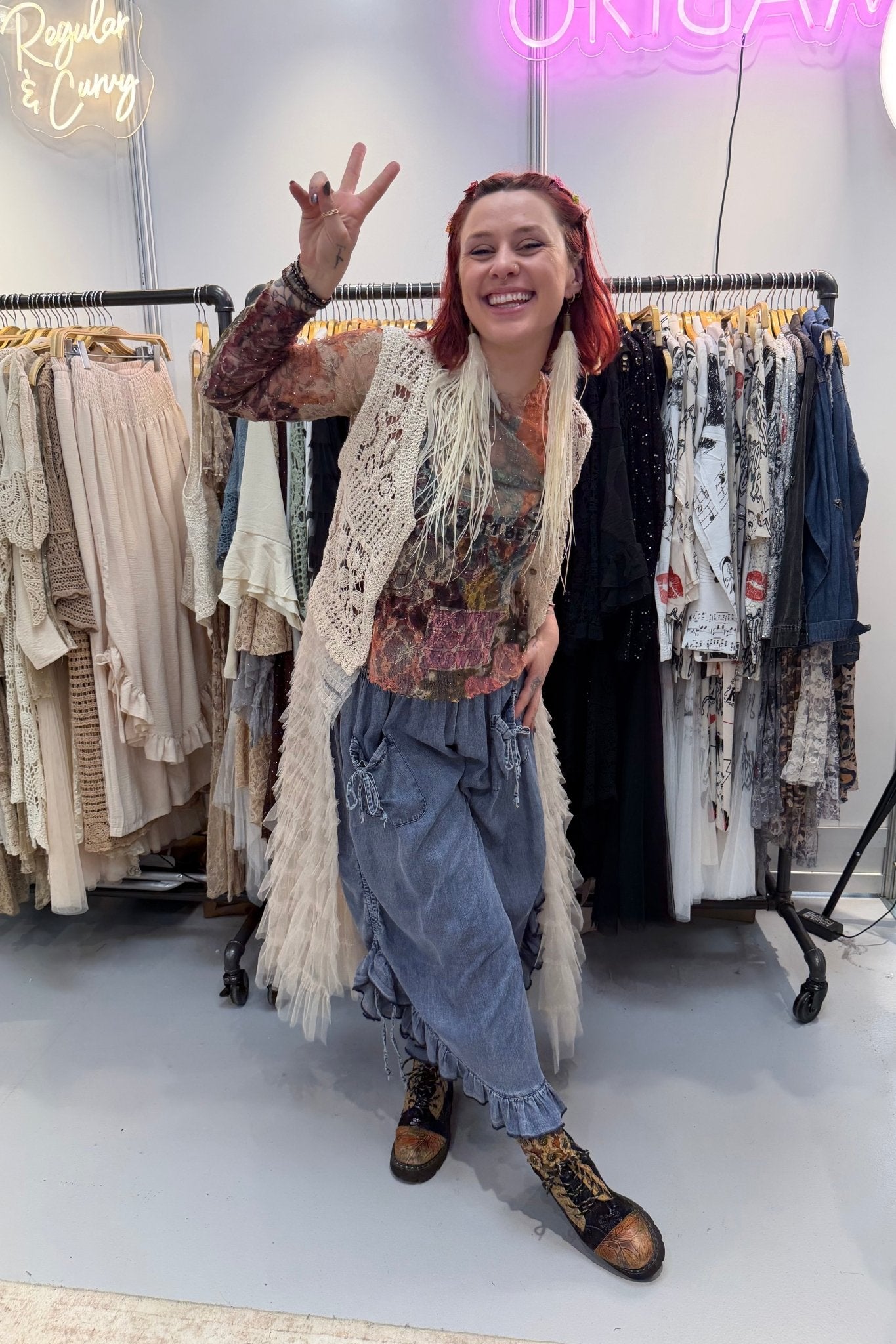 Ruffle Bottom Vest - ivyandlavyboutique Origami Apparel ~ Lace and Crochet inspired